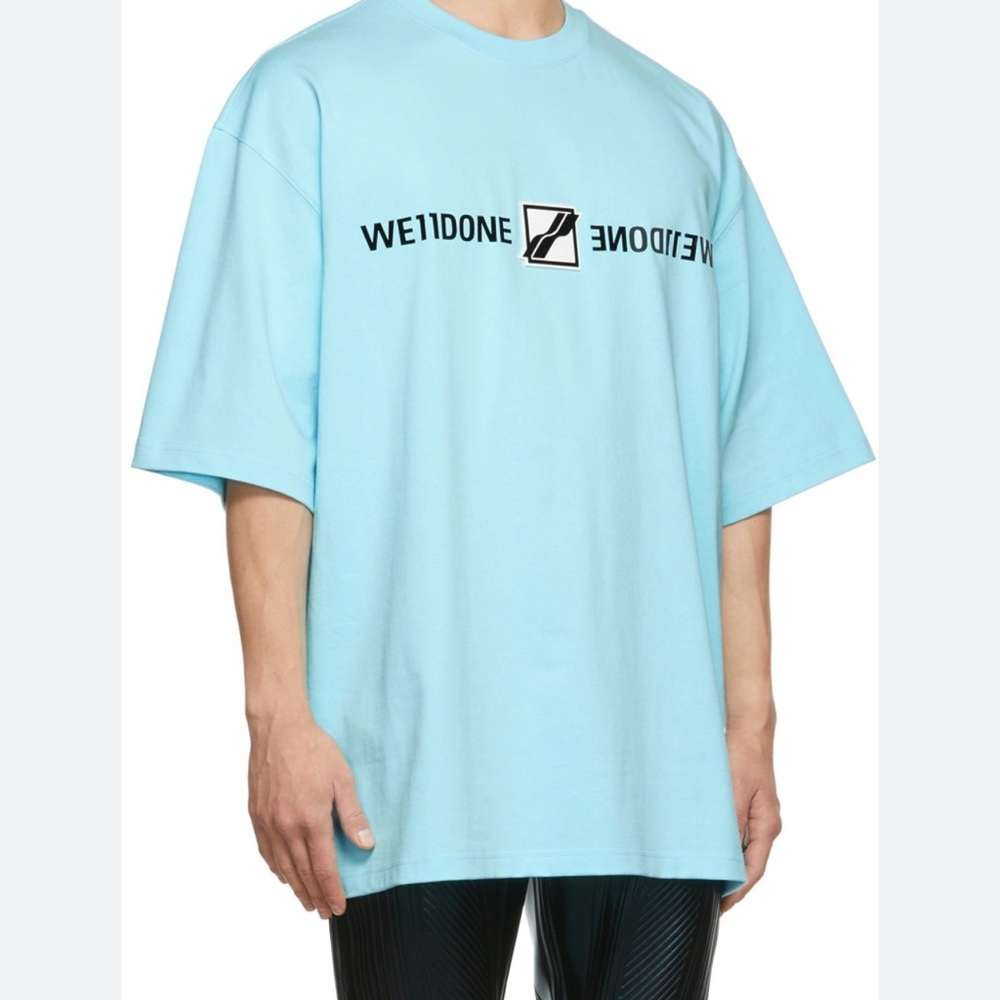 We11done blue mirror logo oversized Tshirt XL
